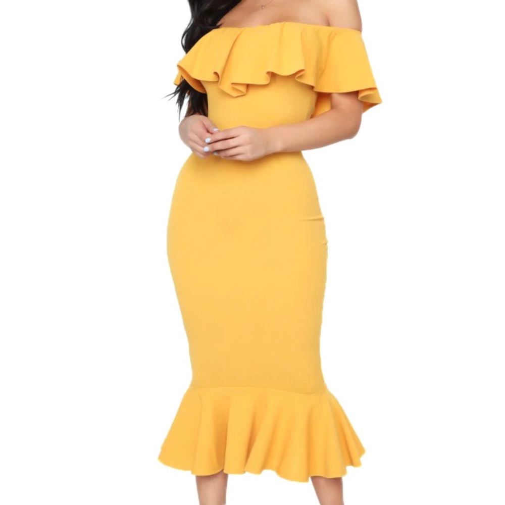 Off-shoulder Ruffle Mermaid Dress